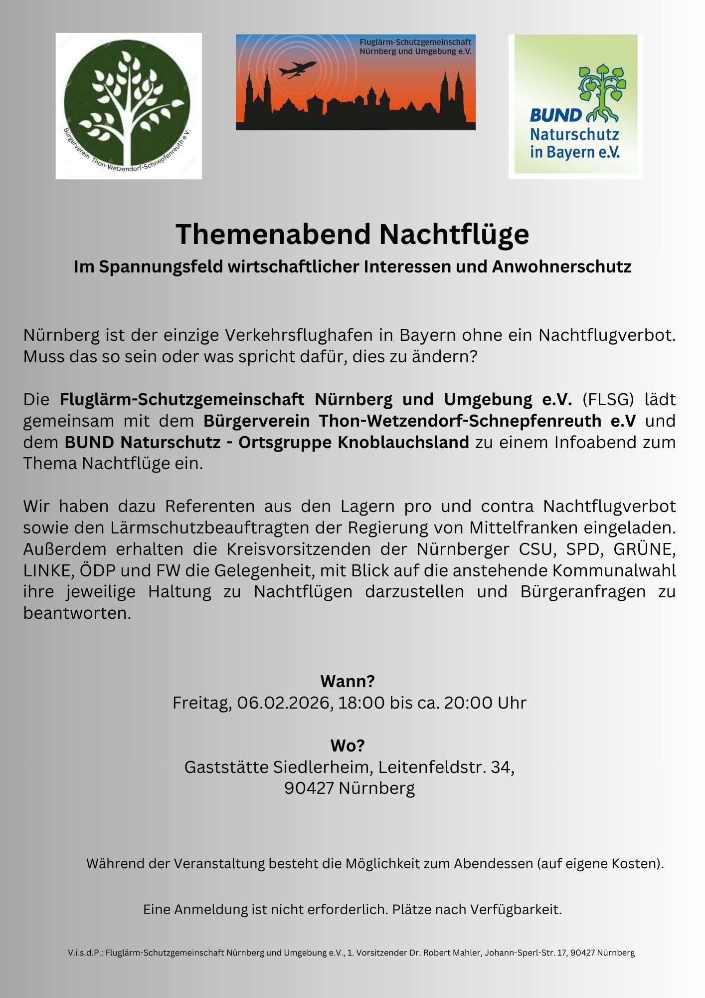 Flyer DIN A5 Themenabend Fluglärm